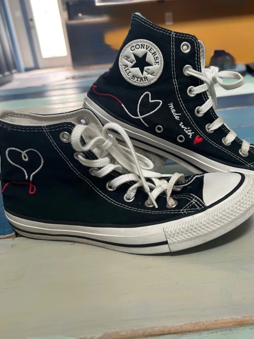 Converse Chuck Taylor All Star High Top “Made With Love” Black Canvas Sneakers